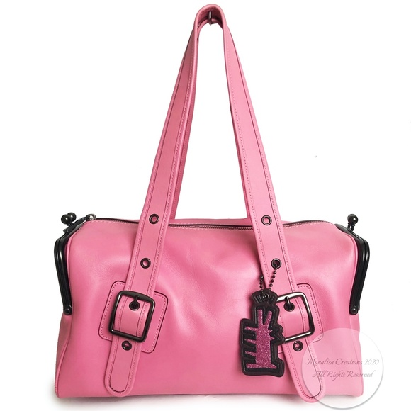 Coach x Keith Haring Mailbox Bag PINK Limited Edition Kisslock Shoulder Bag HTF - Picture 3 of 14